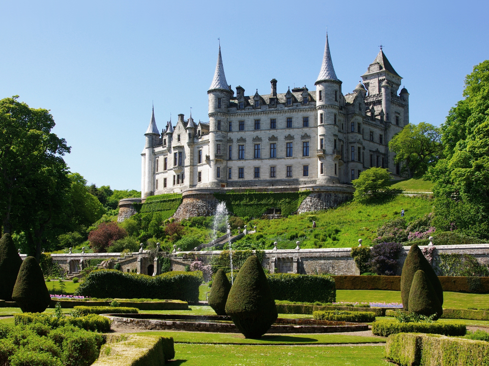 The glowing white stone Dunrobin Castle