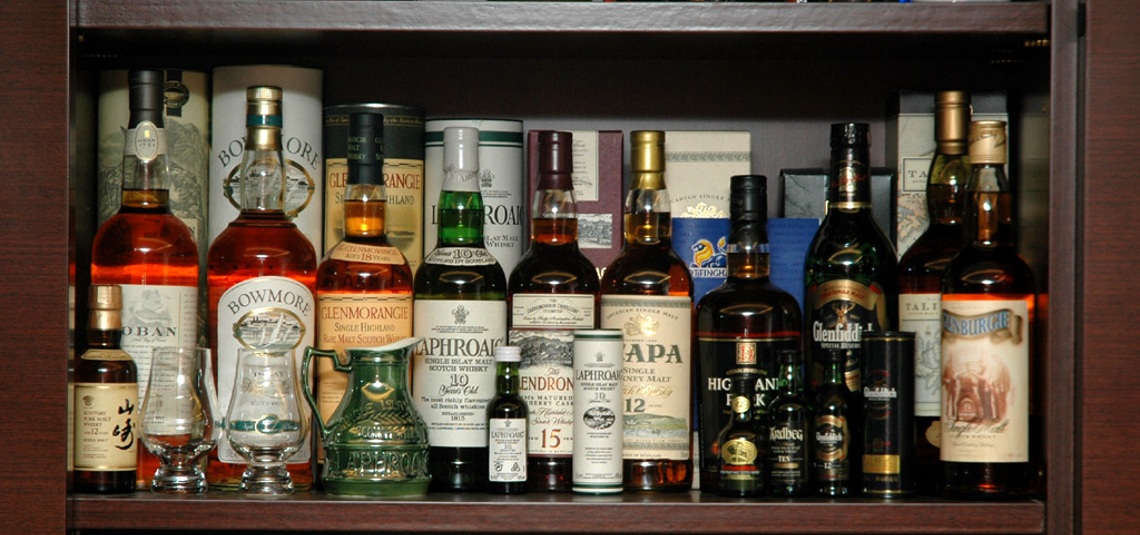 Whisky Bottles on Shelf